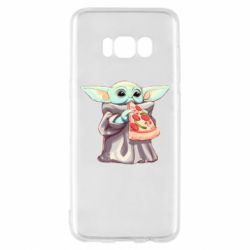 Чехол для Samsung S8 Baby Yoda eats pizza - PrintSalon