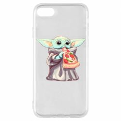 Чехол для iPhone 8 Baby Yoda eats pizza - PrintSalon
