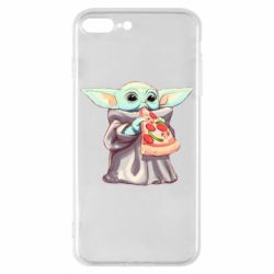 Чехол для iPhone 8 Plus Baby Yoda eats pizza - PrintSalon