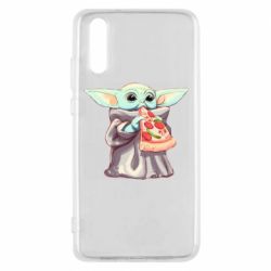 Чехол для Huawei P20 Baby Yoda eats pizza - PrintSalon