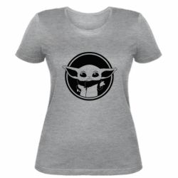 Женская футболка Baby yoda monochrom - PrintSalon