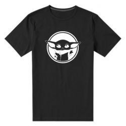 Мужская футболка премиум Baby yoda monochrom - PrintSalon