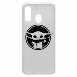 Чехол для Samsung A40 Baby yoda monochrom - PrintSalon