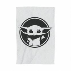 Полотенце с принтом Baby yoda monochrom - PrintSalon
