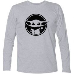 Футболка с длинным рукавом Baby yoda monochrom - PrintSalon