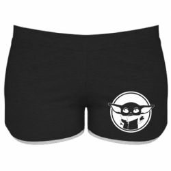 Женские шорты Baby yoda monochrom - PrintSalon
