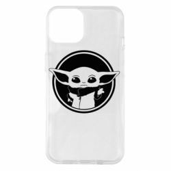Чехол для iPhone 14 Baby yoda monochrom