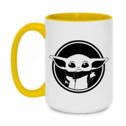 Чашка двухцветная 420ml Baby yoda monochrom - PrintSalon