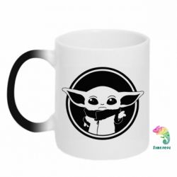 Чашка-хамелеон Baby yoda monochrom - PrintSalon