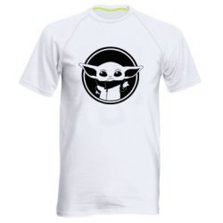 Мужская футболка для спорта Baby yoda monochrom - PrintSalon