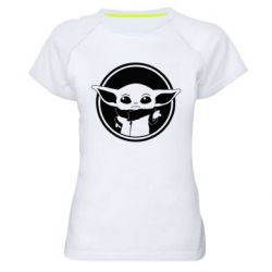 Женская футболка для спорта Baby yoda monochrom - PrintSalon