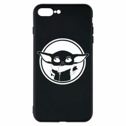 Чехол для iPhone 8 Plus Baby yoda monochrom - PrintSalon