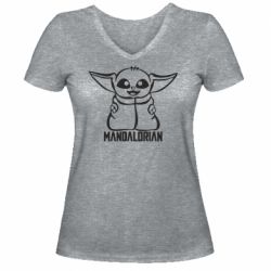 Женская футболка с V-образным вырезом Baby Yoda - PrintSalon