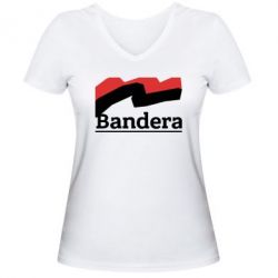 Женская футболка с V-образным вырезом Bandera - PrintSalon
