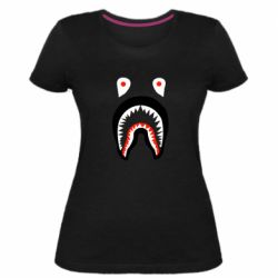 Женская премиум футболка Bape shark logo - PrintSalon