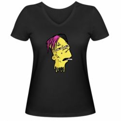 Женская футболка с V-образным вырезом Bart as Lil Peep - PrintSalon