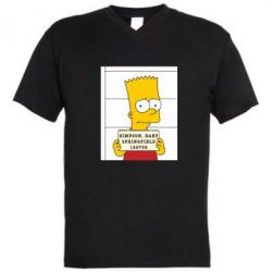 Мужская футболка  с V-образным вырезом Барт в тюряге - PrintSalon