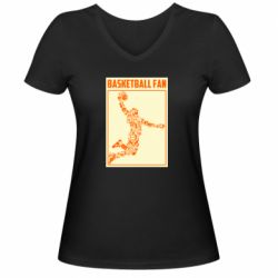 Женская футболка с V-образным вырезом Basketball fan - PrintSalon