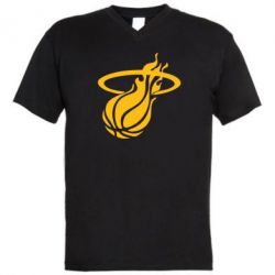 Мужская футболка  с V-образным вырезом Баскетбольный мяч в кольце - PrintSalon