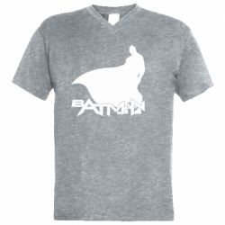 Чоловіча футболка з V-подібним вирізом Batman and text - PrintSalon