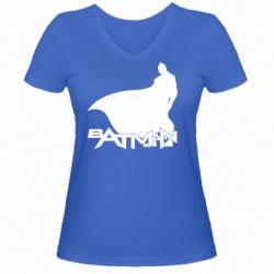 Жіноча футболка з V-подібним вирізом Batman and text - PrintSalon