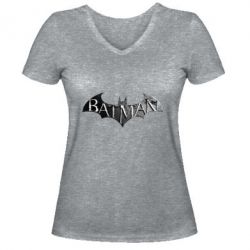Женская футболка с V-образным вырезом Batman: arkham city - PrintSalon