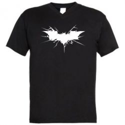 Мужская футболка  с V-образным вырезом Batman cracks - PrintSalon