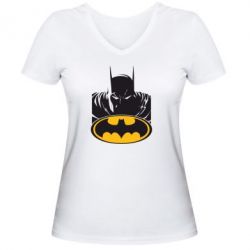 Женская футболка с V-образным вырезом Batman face - PrintSalon