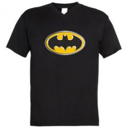 Чоловіча футболка з V-подібним вирізом Batman Gold Logo - PrintSalon