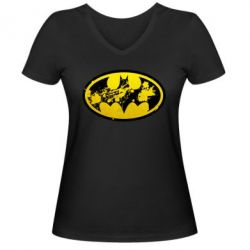 Женская футболка с V-образным вырезом Batman Graffiti - PrintSalon