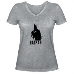 Жіноча футболка з V-подібним вирізом Batman, justice - PrintSalon