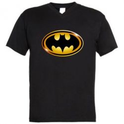 Чоловіча футболка з V-подібним вирізом Batman logo Gold - PrintSalon