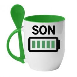 Чашка с ложкой Battery son - PrintSalon
