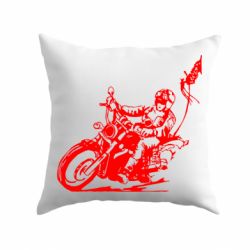 Подушка Байкер на мотоцикле - PrintSalon