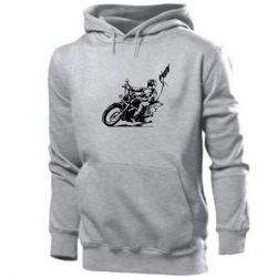 Мужское худи Байкер на мотоцикле - PrintSalon