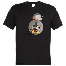 Мужская футболка  с V-образным вырезом BB-8 and Mickey Mouse - PrintSalon