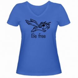 Женская футболка с V-образным вырезом Be free unicorn - PrintSalon
