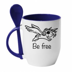 Чашка с ложкой Be free unicorn - PrintSalon