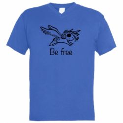 Мужская футболка  с V-образным вырезом Be free unicorn - PrintSalon