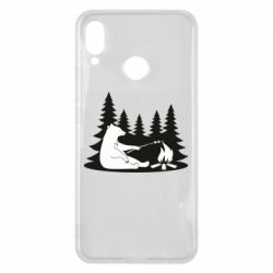 Чехол для Huawei P Smart Plus 2018 Bear on picnic - PrintSalon