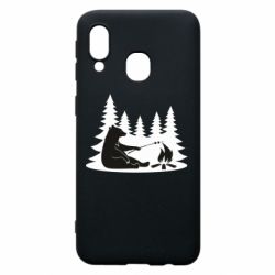 Чехол для Samsung A40 Bear on picnic - PrintSalon