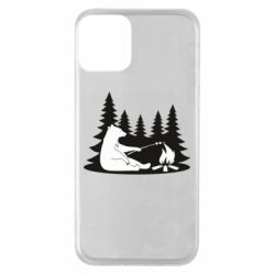 Чехол для iPhone 11 Bear on picnic - PrintSalon
