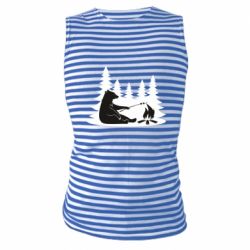 Майка-тельняшка Bear on picnic - PrintSalon