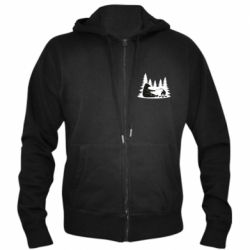 Мужское худи на молнии Bear on picnic - PrintSalon