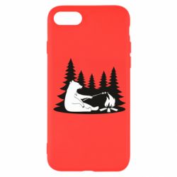 Чехол для iPhone SE 2020 Bear on picnic - PrintSalon