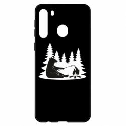 Чехол для Samsung A21 Bear on picnic - PrintSalon