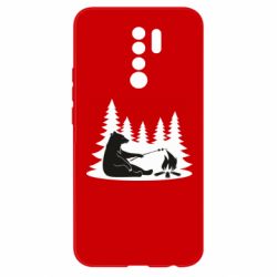 Чехол для Xiaomi Redmi 9 Bear on picnic - PrintSalon