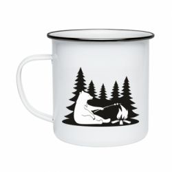 Кружка эмалированная Bear on picnic - PrintSalon