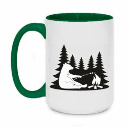 Чашка двухцветная 420ml Bear on picnic - PrintSalon