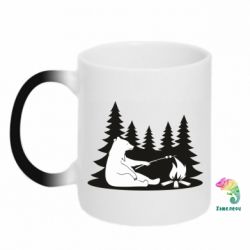 Чашка-хамелеон Bear on picnic - PrintSalon